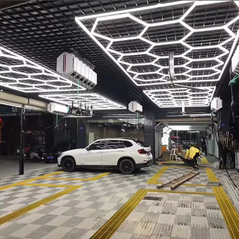 Fast Delivery Dropshipping Led Hexagon Garage Lighting Custom Hexagonal Led Light for Auto Detail Shop