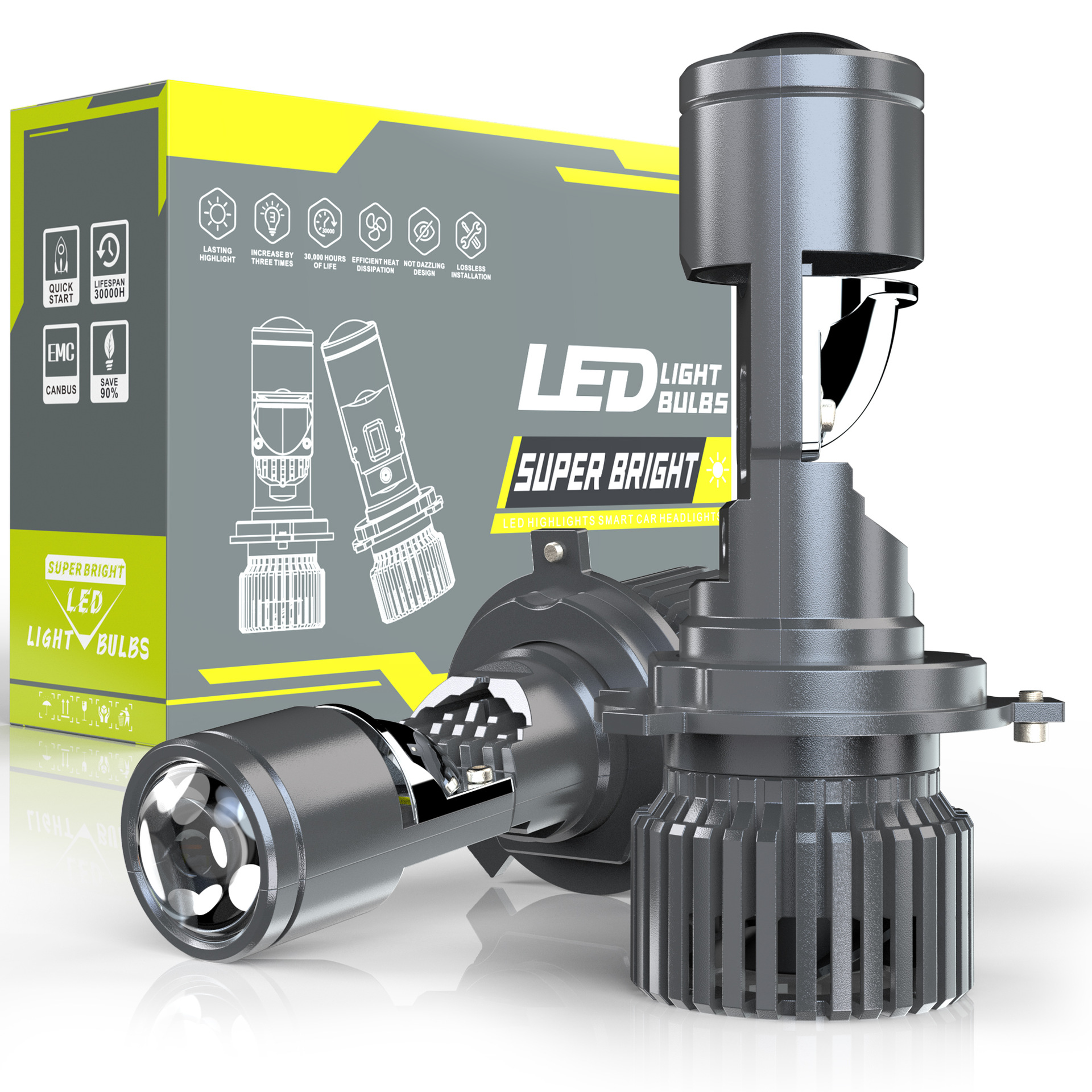 Liangsee Manufacturer's Hot-selling New 12V H4 LED Lens Headlight Lighting System 6000K 70W 8400 Lumens Universal Fitment