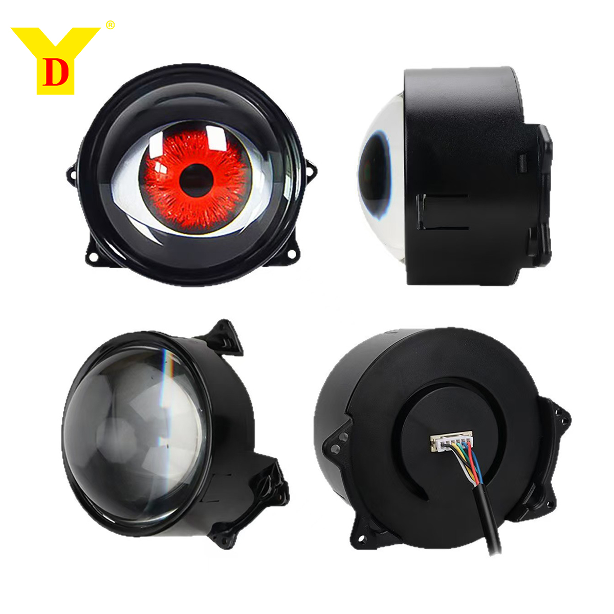 YD 3-Inch Devil's Eye Decorative Headlight Projector Mobile Flash Car Modification Kit 12V 18W 180-Day Warranty Universal Fit