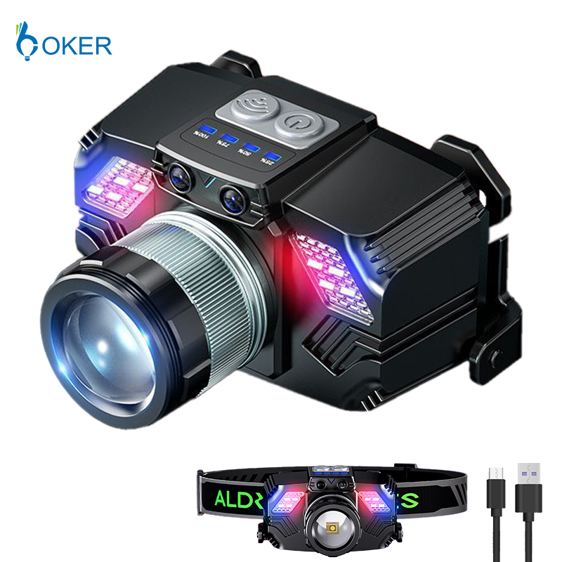 Smart Sensor Headlight Rotate Zoom Good Quality Modern Outdoor 3 Modes Rechargeable Led Head Torch Headlamp