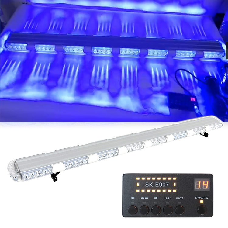 Universal Fit Blue Flashing Strobe Light Roof Mount Warning Lightbar For Emergency Cars, Trucks &amp; Vans