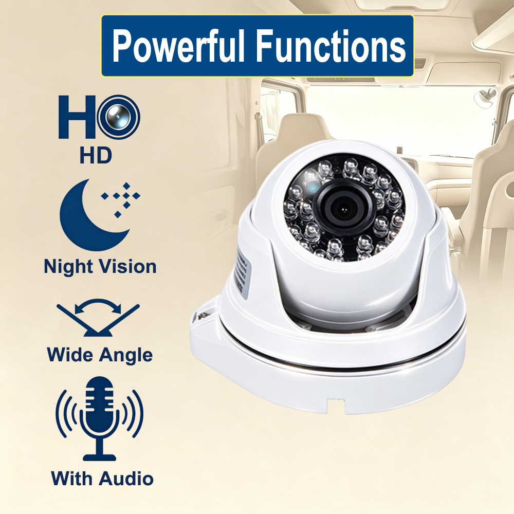 Commercial Grade AHD Car Camera Built-in High Sensitivity Mic Audio Recording AHD 720P Wide Angle Dome for Transport OEM/ODM