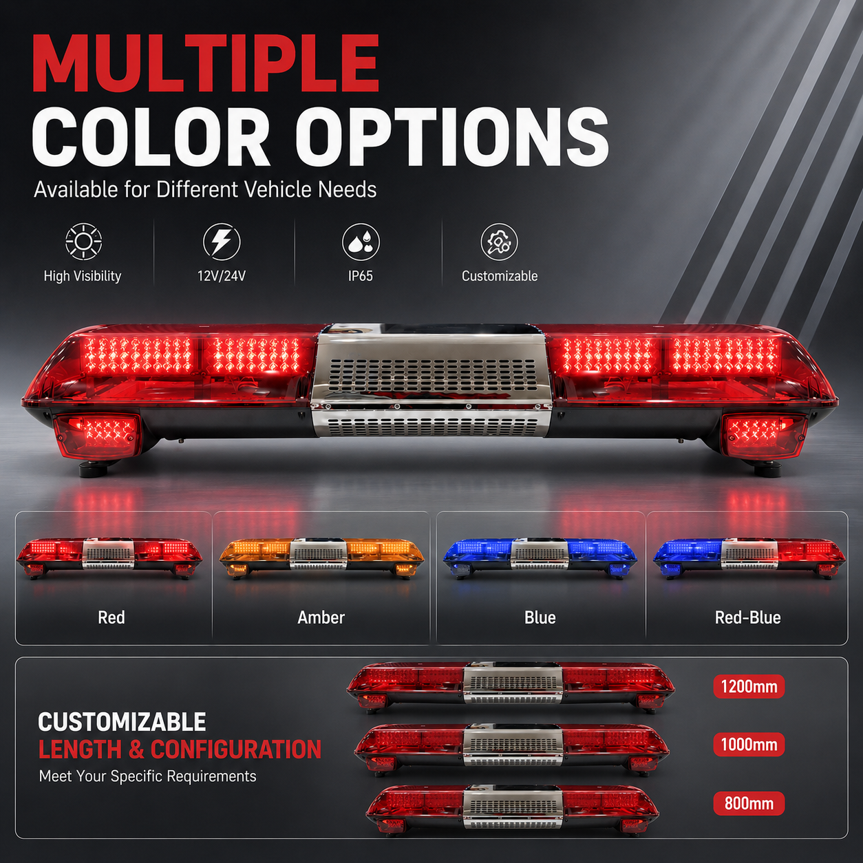 LED Vehicle Warning Light Bar High Brightness Roof Mounted Emergency Strobe Tow Truck Rescue Construction PC IP65 Protection