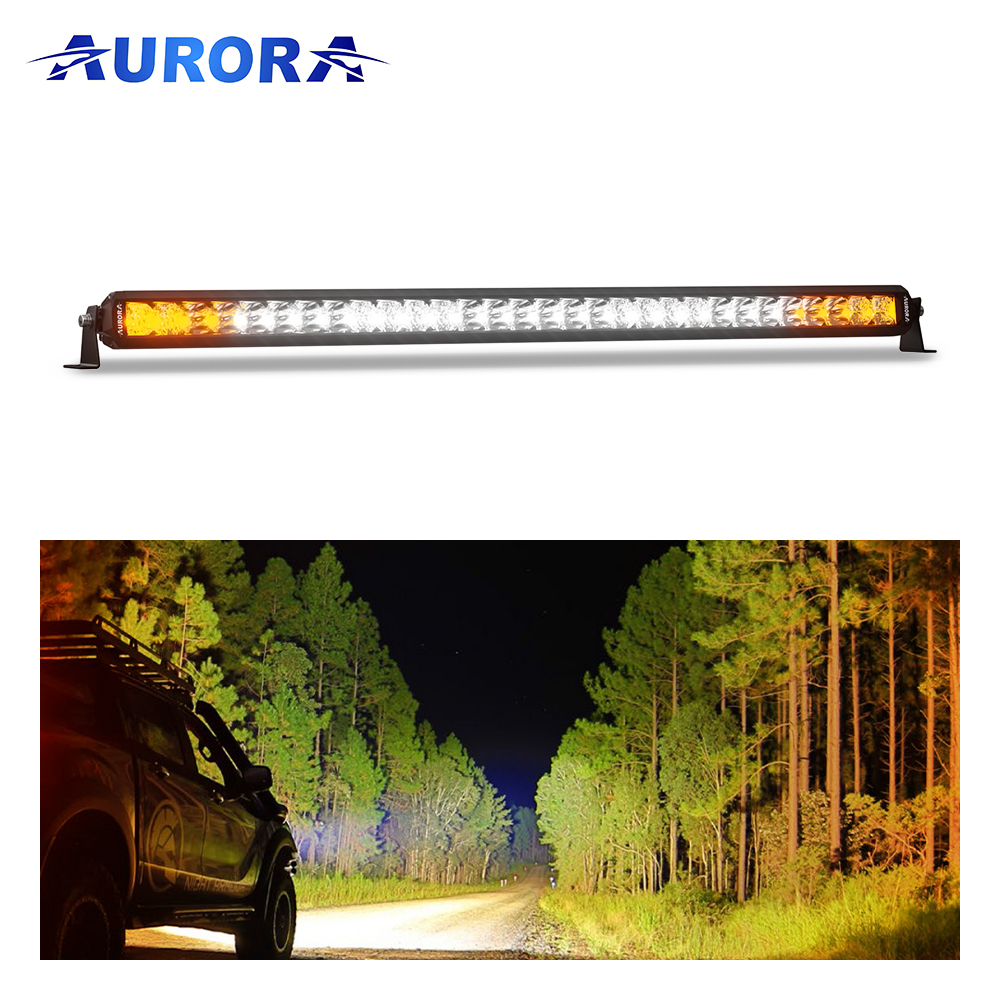 Aurora 30 Inch 150W Dual Color Flood Spot Combo Strobe Light Car Truck Single Row Led Light Bar for Off Road