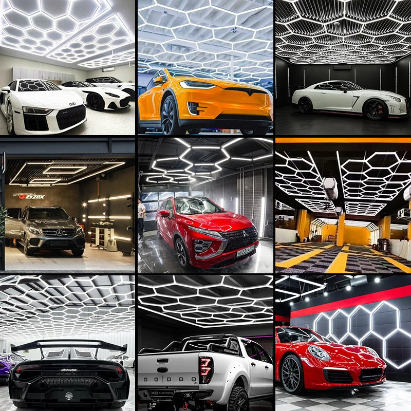 Car Detailing Shop Ceiling Hexagon LED Light Lamp Honeycomb Shape Light