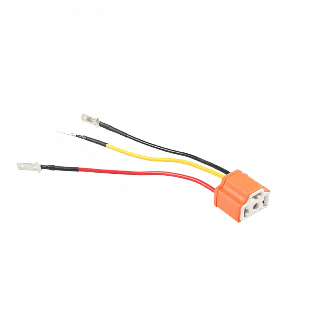 H4 Ceramic LED Headlight &amp; Fog Light Socket 9003 HB2 Lamps Holder With 3 Pin Plug Auto Application
