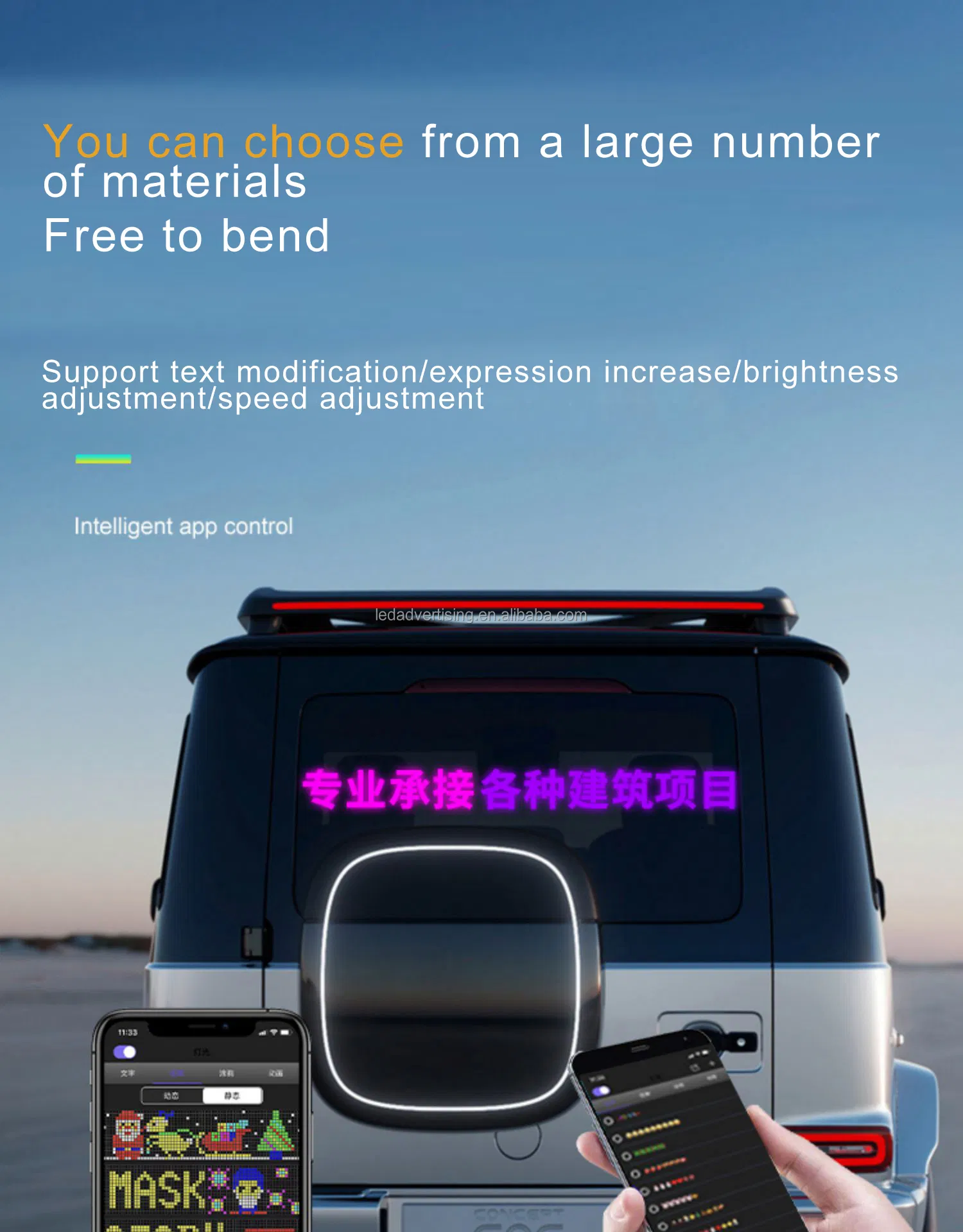 Flexible LED Display Panel for Car Window Advertising