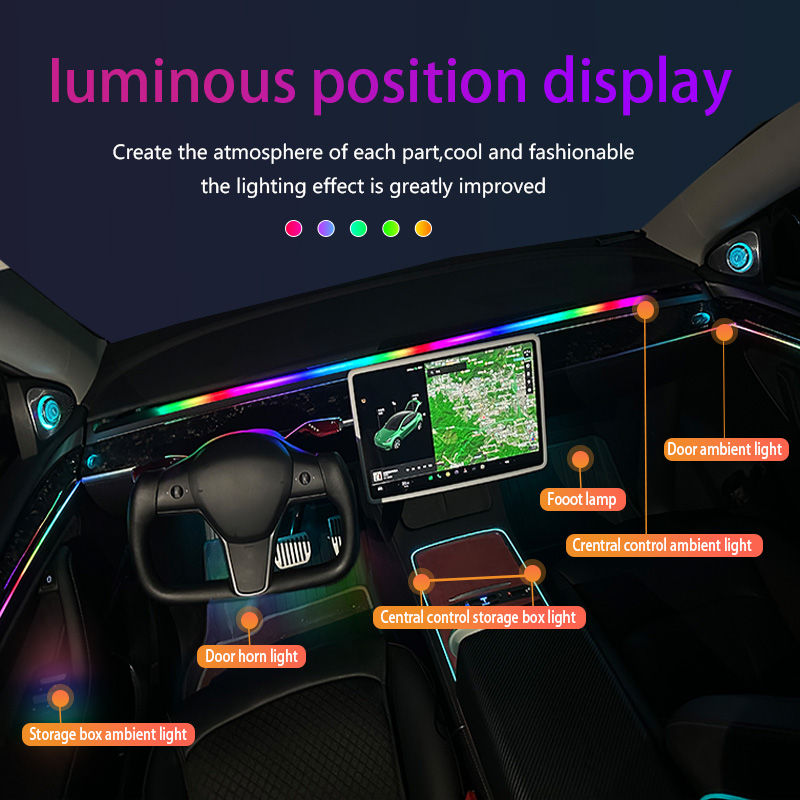 Brazil 18 In 1 Symphony Led Lights Car Rgb Acrylic Strips Interior Ambient Lamp Universal Car Interior Atmosphere Light