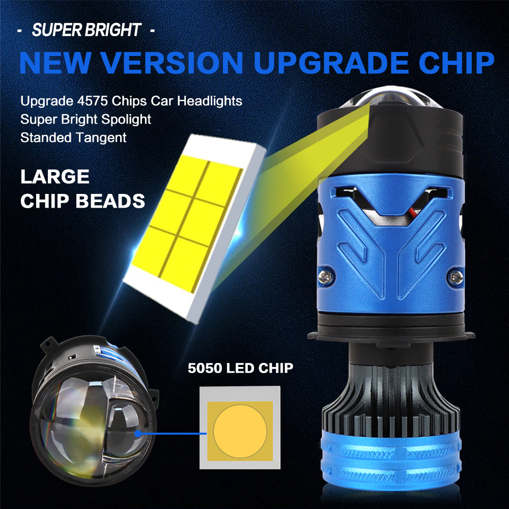 Raych M01Y 130W 15000LM Led Laser Projector Len Headlight H4 6000k Automotive Lighting System for Universal Car Led Light Bulb