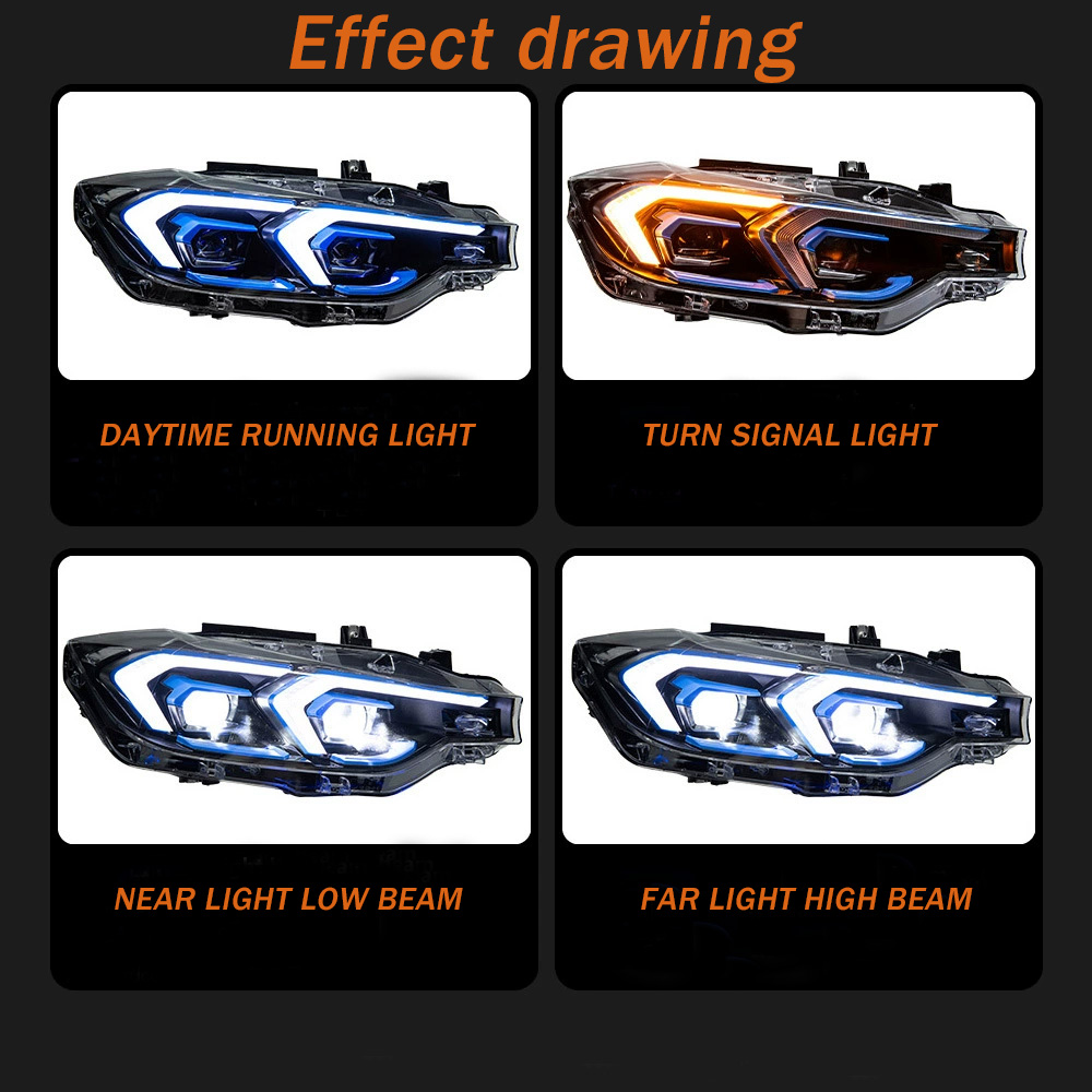 New YUANDA 12V Car Lights for 3 Series F30 F31 F35 2012-2018 Ikon Style DRL Switching Angel Eye 8000K Automotive Accessories