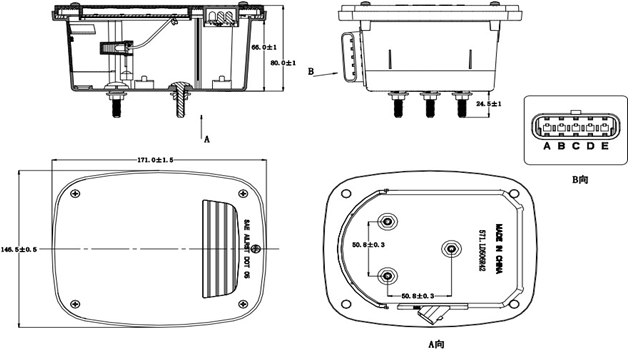 2026 Truck and Bus External Lighting System Red LED Headlights and Taillights 48W 12v BM-002 Waterproof LED Rectangle