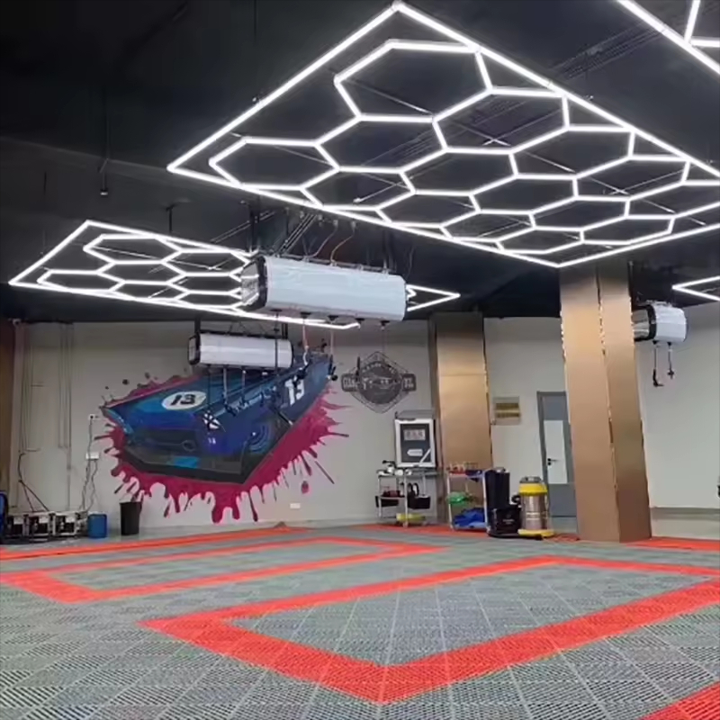 Fast Delivery Dropshipping Led Hexagon Garage Lighting Custom Hexagonal Led Light for Auto Detail Shop