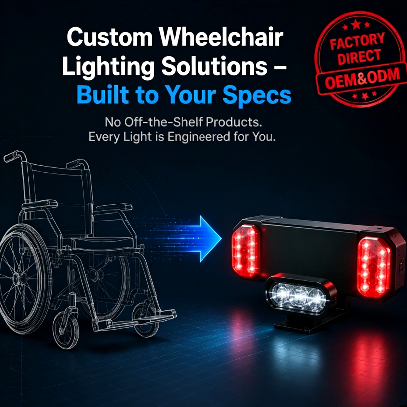 Custom Wheelchair LED Lighting | OEM &amp; ODM Factory | Tailored Front, Rear, Turn &amp; Smart Lights