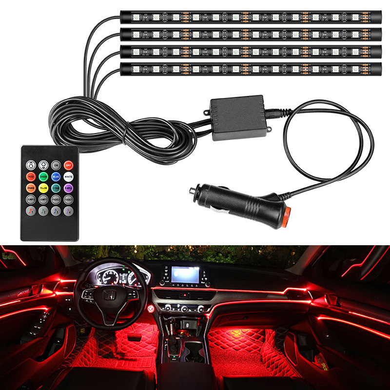 12 LED Smart RGB Ambient Light Strips Universal Interior Car Lighting Accessories App Enhancement Enhanced Car Interior Lighting