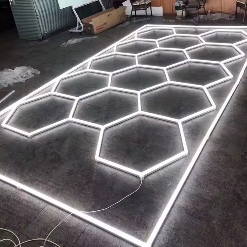 Fast Delivery Dropshipping Led Hexagon Garage Lighting Custom Hexagonal Led Light for Auto Detail Shop