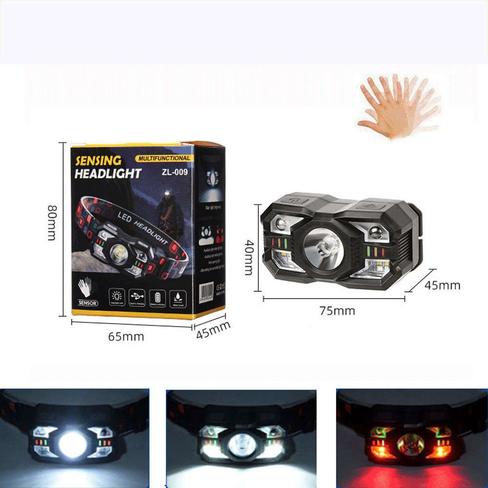 Smart Sensing Wave Sensing Headlight USB Charging Outdoor Night Fishing Headlight