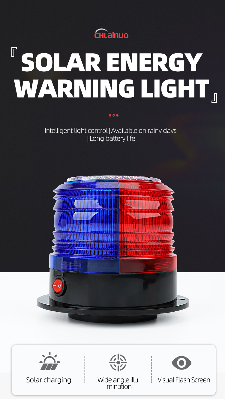 Safety Warning Flashing Light with Solar Charging
