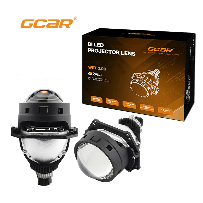 GCAR Energy Efficient Bi LED Car Lights 45W Low Power 3.0 Inch 6000K Cool White Projector Headlight