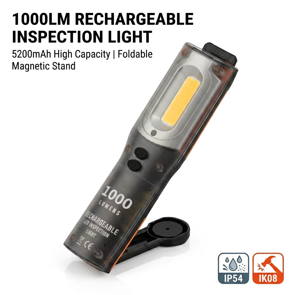 Bright 1200 Lumens Foldable LED Inspection Light Compact Portable Integrated Back Bracket Workshop Use OEM ODM