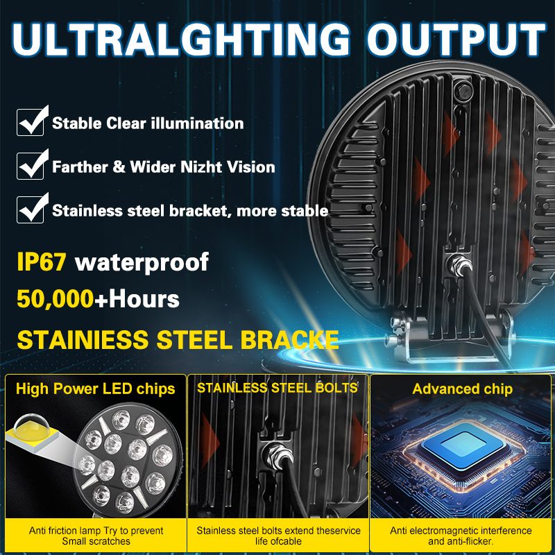 Super Bright 12V 24V 9 Inch Truck Lights Extra Extraljus 9" Led Extraljus 120w Med Drl 9 Inch Led Driving Light For Truck Car
