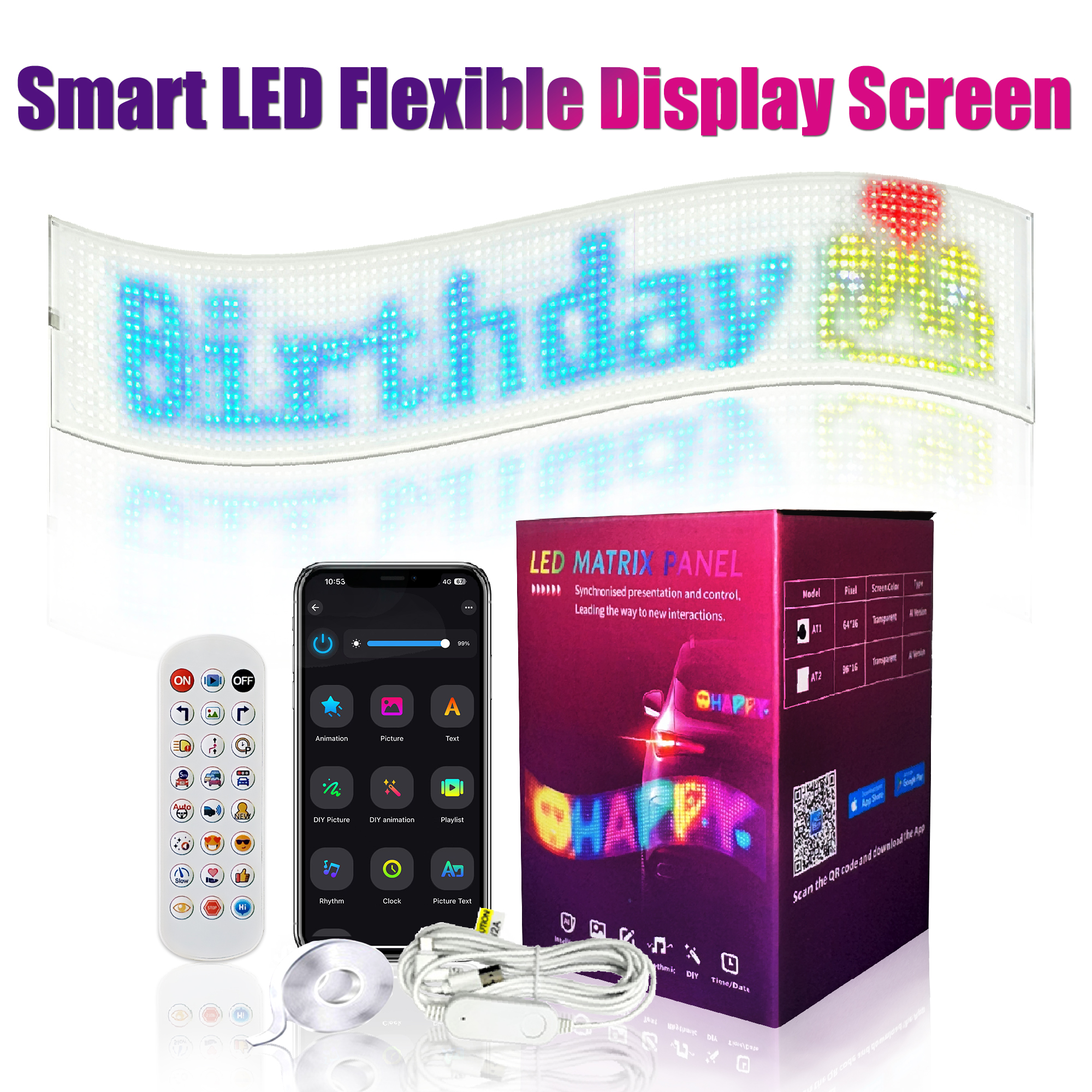 Car DIY LED Devil's Eye Intelligent Display Screen
