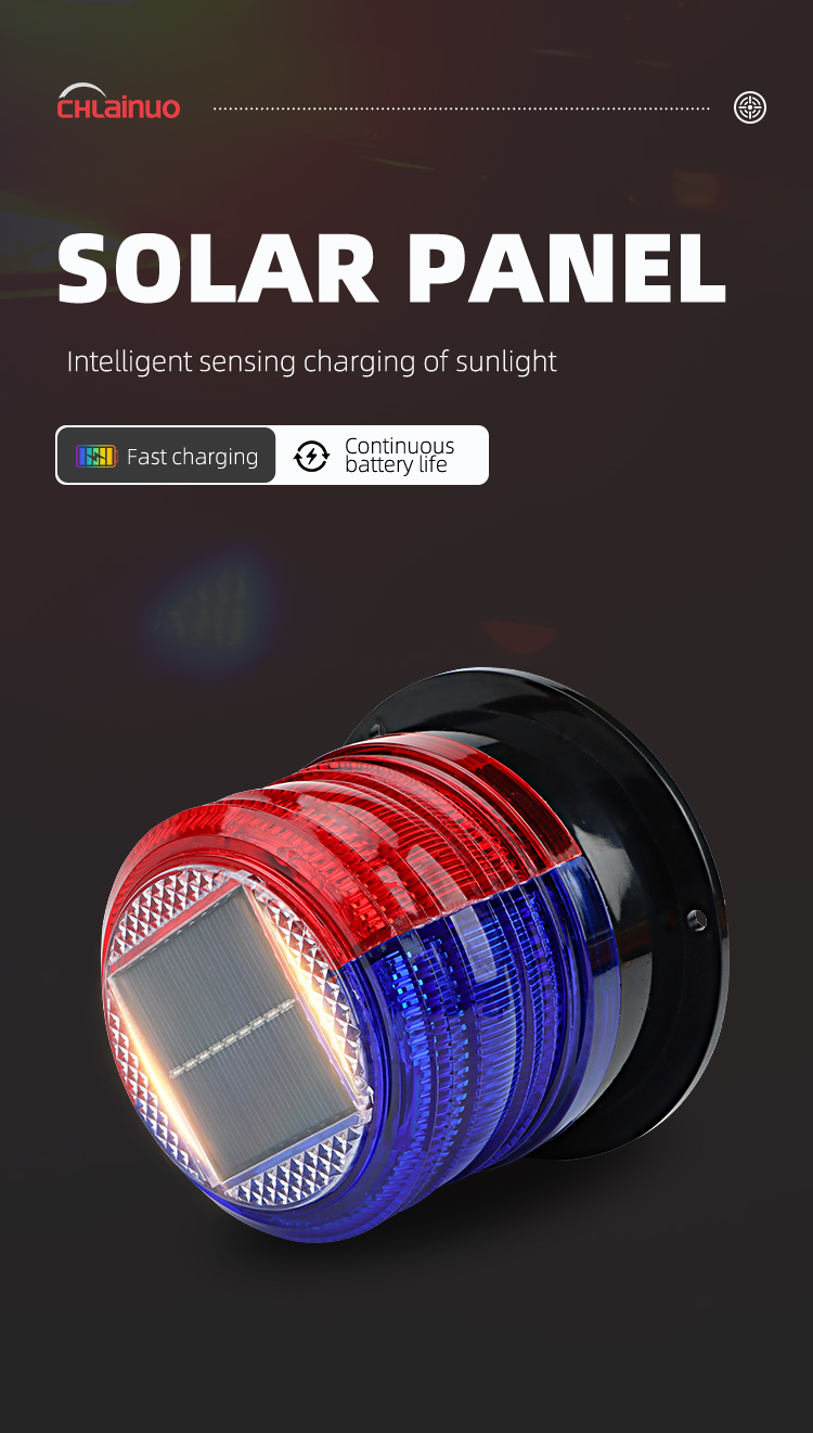 Safety Warning Flashing Light with Solar Charging