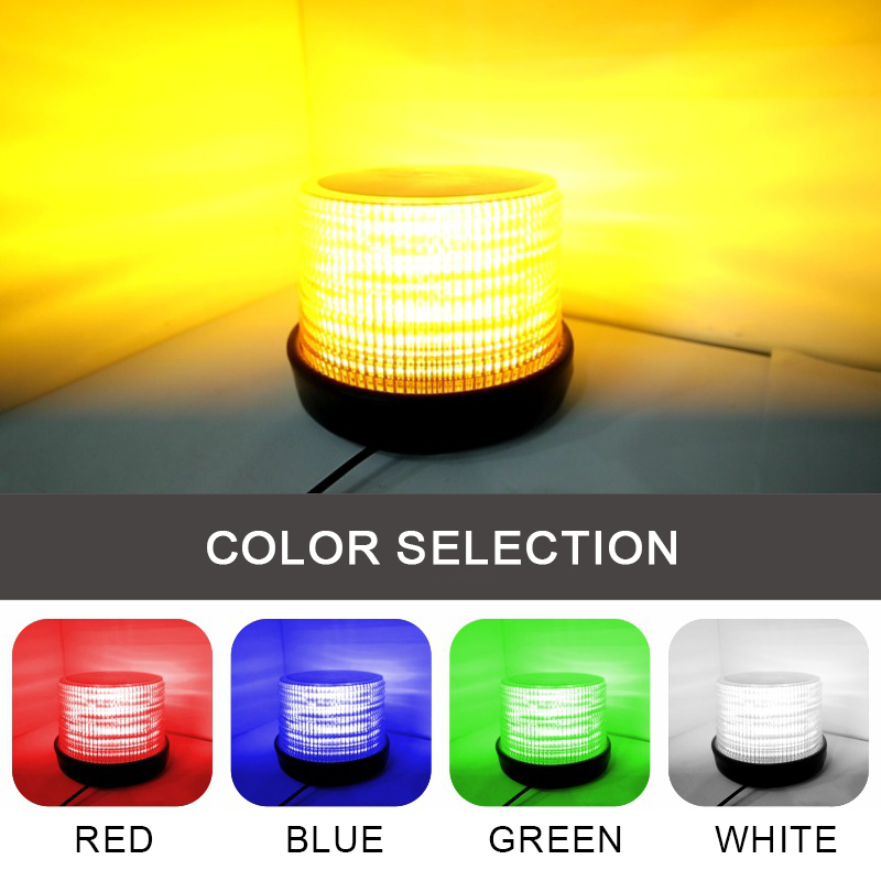 High Brightness Round 72LEDs Car Strobe Warning Lights 10-80V Led Warning Beacon Lights Emergency Flashing Roof Top Vehicle