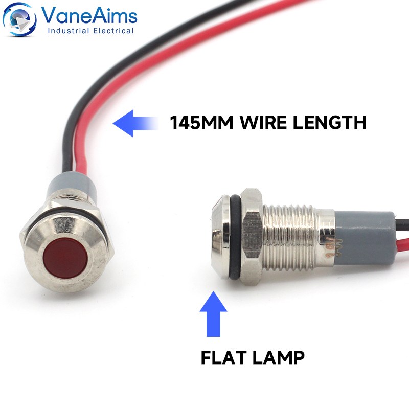 Metal Indicator Lights 6/8/10/12mm Power Signal Lights 3-6V 12-24V, 110V 220V Small Waterproof LED IP65