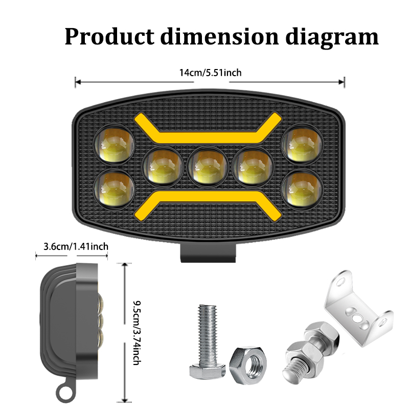 Car LED Work Lights Fog/Driving/Spot Light 12V-24V 50W Auxiliary Work Light for Offroad Vehicles Yacht Motorcycle Auto Lighting