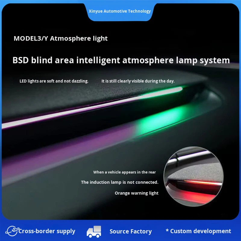 Applicable Tesla Model 3/Y/Refreshed Y/3 Blind Spot Monitoring Ambient Light BSD Lane Change Assist Intelligent RGB