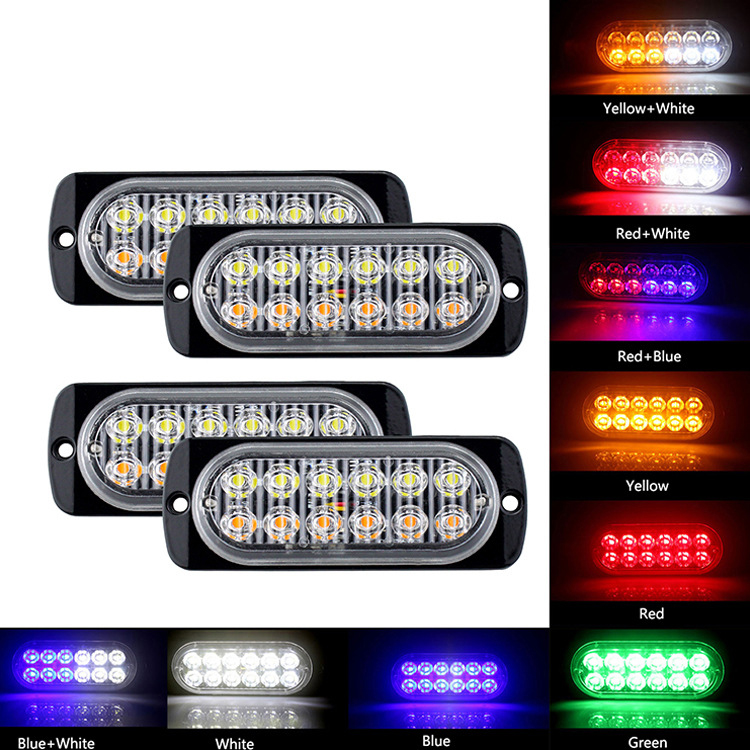 New Waterproof 12V 12LEDs Red Amber Blue White Strobe Truck Side Tail Lighting Retrofit Auto Car Warning Driving Light