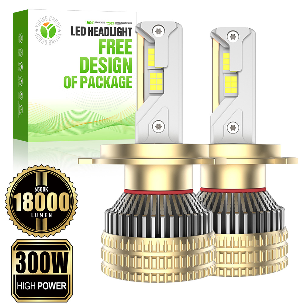 Heavy Duty Aviation Aluminum 300W 18000Lm 6500K 12-24V 9006 A11 LED Headlights for Commercial Trucks and Logistics Fleet Use