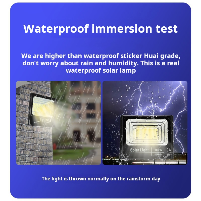 100W Solar LED Flood Light with Tri-Color Dimming Advanced Lighting Control Versatile Applications IP65 for Road Use