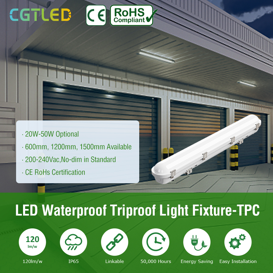 Garage Parking Lot Car Wash IP66 60cm 120cm 150cm LED Linear Vapor Tight Fixture Triproof Batten Light