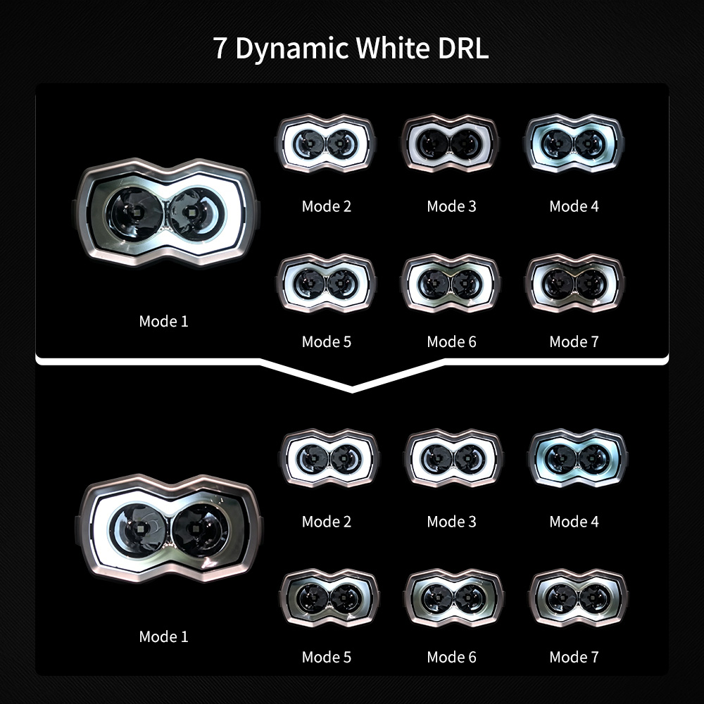 White Amber DRL 7 Modes Chasing LED Spot Auxiliary Light 5 Inch A-Pillar Mount Pods For Hilux Tacoma