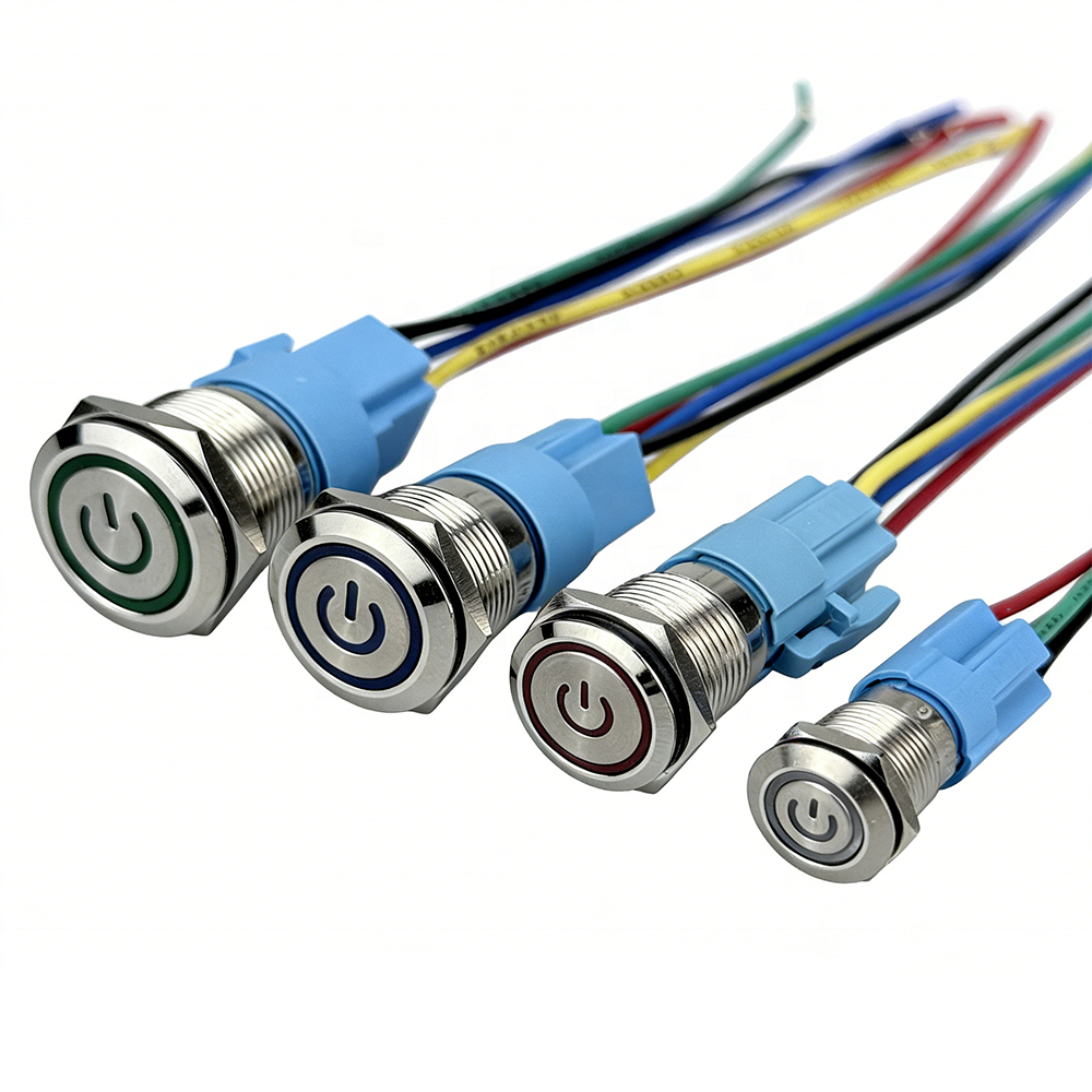 Long Service Life Metal Push Button Switch 12/16/19/22mm Momentary LED IP65 Waterproof 1NO Automotive Use