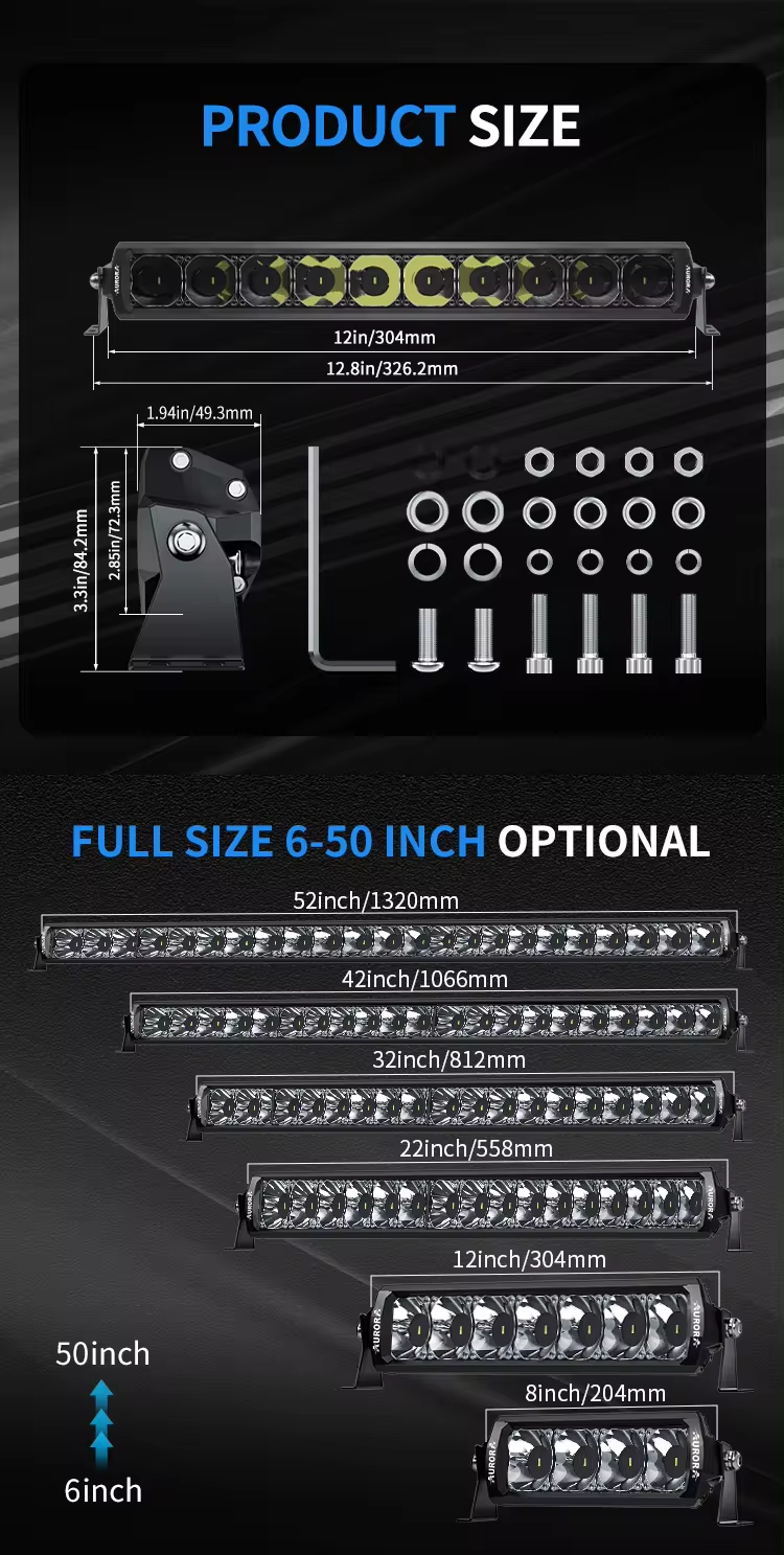 In Stock Aurora Patent Screwless RGB Light Series Dual Row 4X4 Off Road Universal Car LED Light Bar