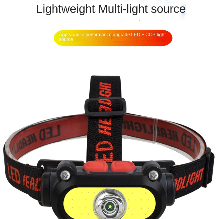 Factory Wholesale Outdoor Smart LED Headlights Head Lamp Rechargeable 18650 Battery Cob Headlamp for Outdoor Emergency