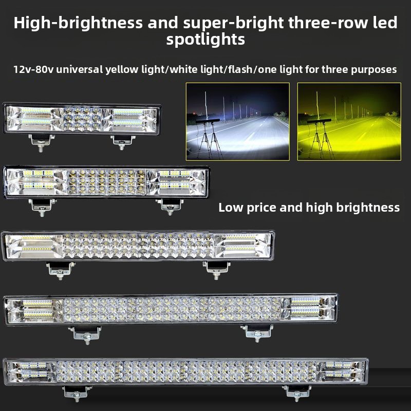 Car LED Spotlights 12V/24V Grille Strip Lights Truck Modification Ultra-Bright High-Beam Flashing Lights Off-Road Lights