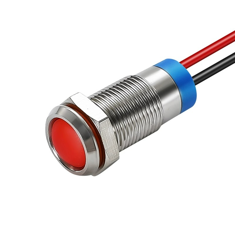 Waterproof 6 8 10 12mm Led Metal Indicator Signal Lamp Convex Pilot Light 6V 12V 24V IP65 16mm Mounting Hole Equipment Panel