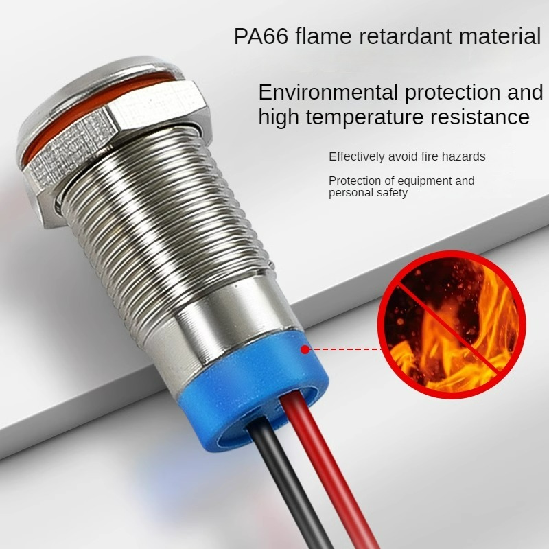 Waterproof 6 8 10 12mm Led Metal Indicator Signal Lamp Convex Pilot Light 6V 12V 24V IP65 16mm Mounting Hole Equipment Panel