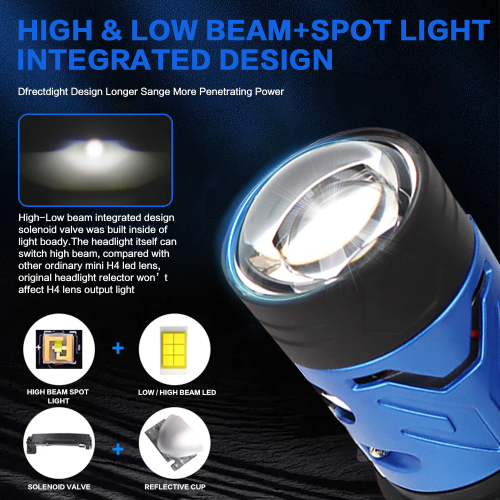 Raych M01Y 130W 15000LM Led Laser Projector Len Headlight H4 6000k Automotive Lighting System for Universal Car Led Light Bulb