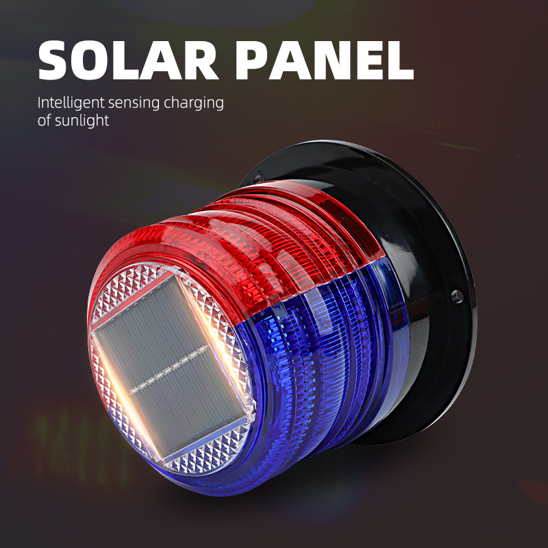 Safety Warning Flashing Light With Solar Charging