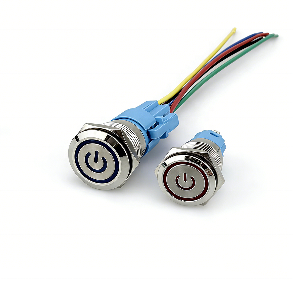 Long Service Life Metal Push Button Switch 12/16/19/22mm Momentary LED IP65 Waterproof 1NO Automotive Use