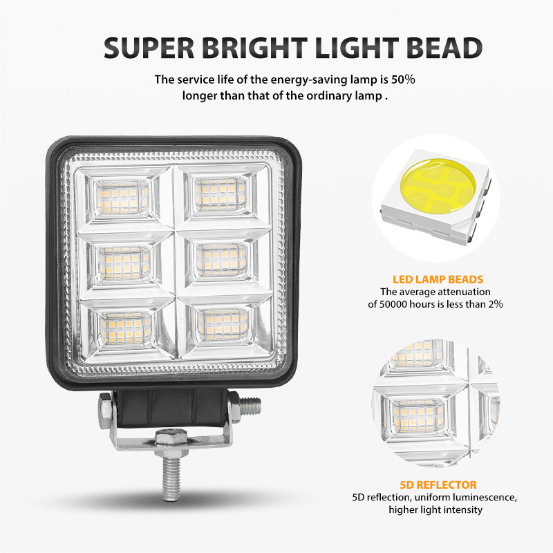 Bkr 4 Inch 144 Watt Flood Automatic off-Road Spotlight 4X4 4WD Car off-Road Vehicle All-Terrain Vehicle Pickup New Lighting System