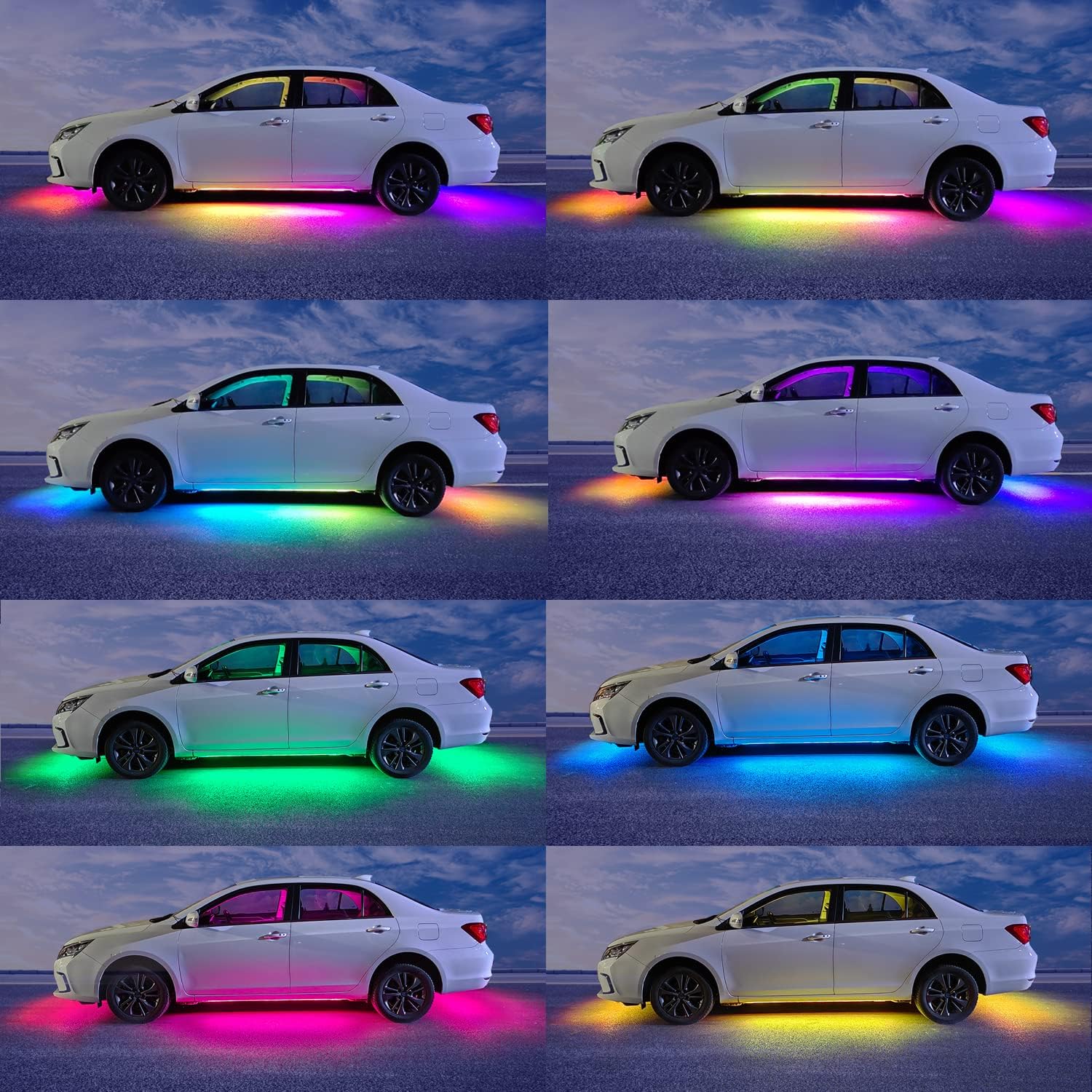 Yielinth 6-Pcs RGB-IC Smart LED Underglow Lights for Cars Dream Color Chasing 16M Colors Waterproof App Car Light Accessories