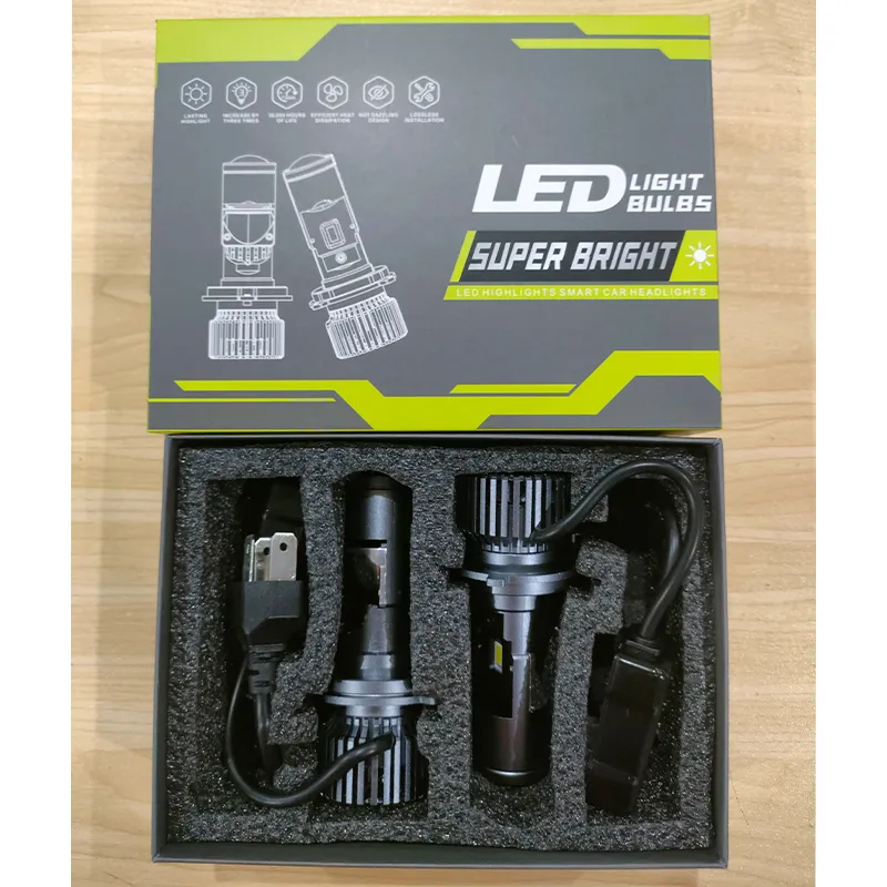Motorcycle Car Accessories LED Projector Lens H4 Mini LED Lens Gt4 6000K 80W Headlamp
