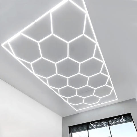 Hexagonal Honeycomb Automotive LED Working Lights 220V Linkable Car Showroom Beauty Station Care Workshop Lamp Detailing Lights
