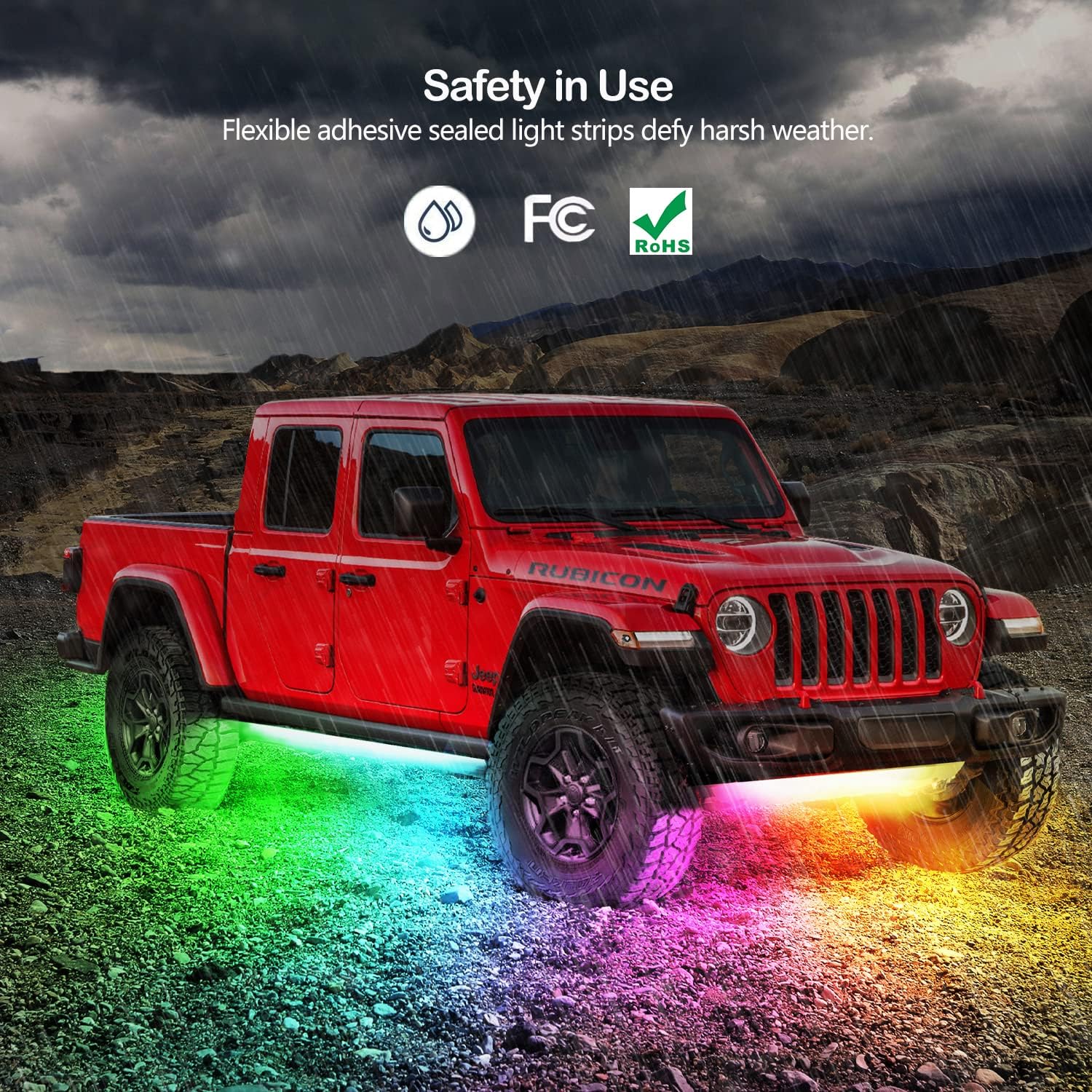 Yielinth 6-Pcs RGB-IC Smart LED Underglow Lights for Cars Dream Color Chasing 16M Colors Waterproof App Car Light Accessories