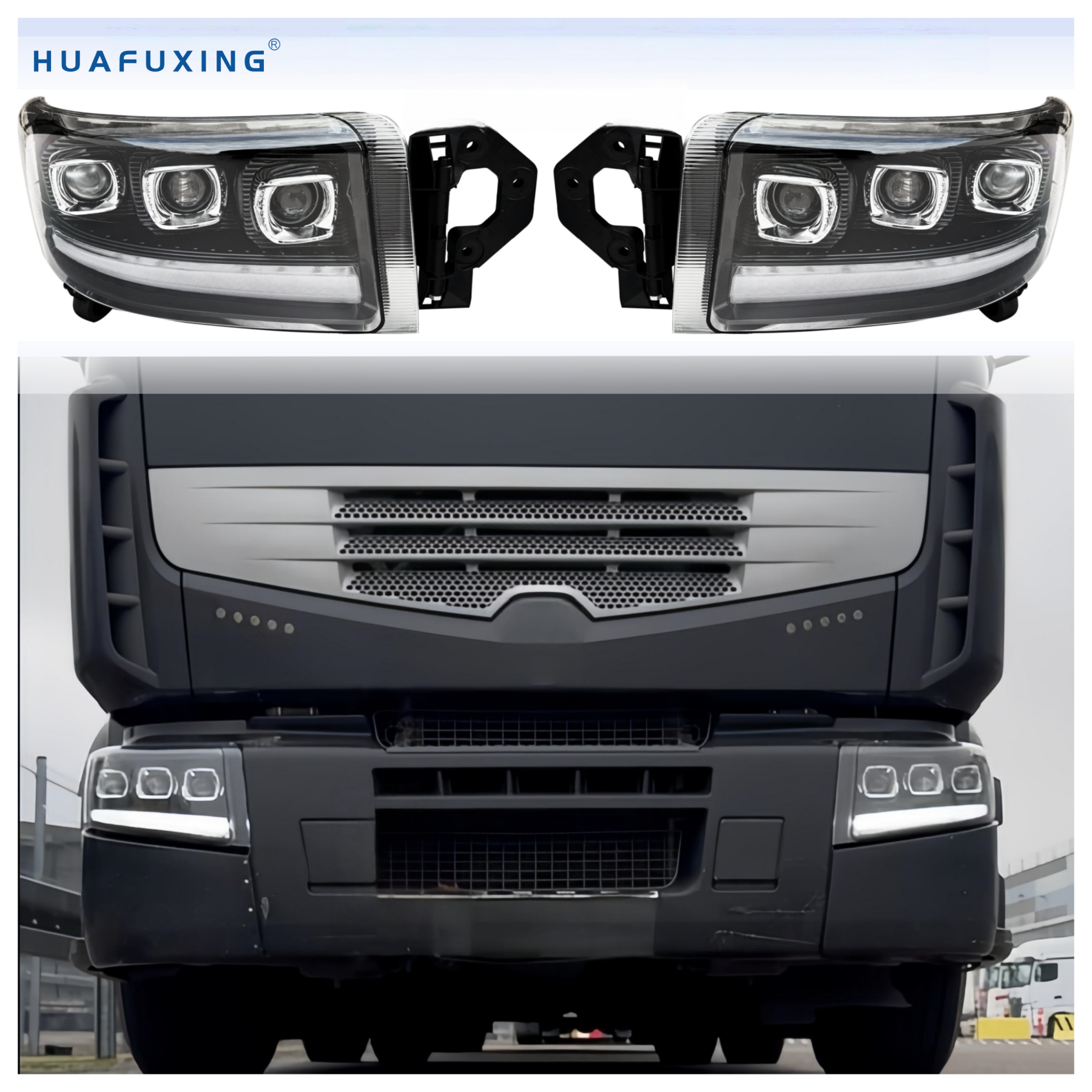 Factory Wholesale Projector Triple Lens 600% Brighter OEM ODM EMARK Led Headlights 24V for Renault Premium 2007-2014 Euro Truck
